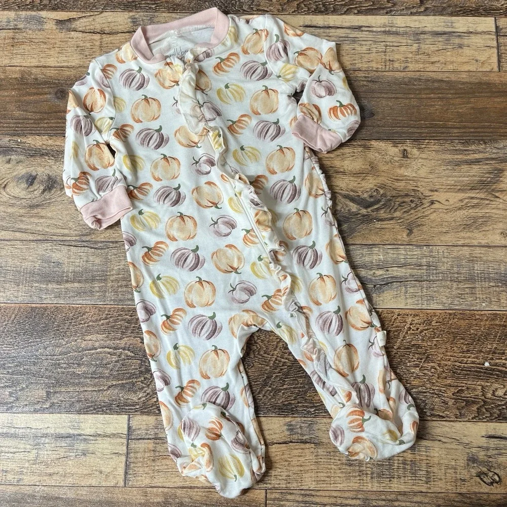 Milkberry Bamboo Sleeper‎ Baby Girl 0-3m Ruffle Butt Pumpkin Fall